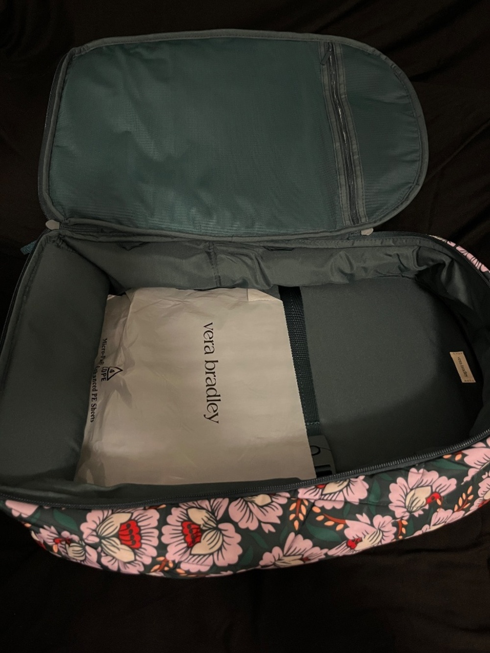Vera Bradley Ultralight Lotus Sea Moss Lay Flat Backpack & Organizer Travel Set - Picture 3 of 15